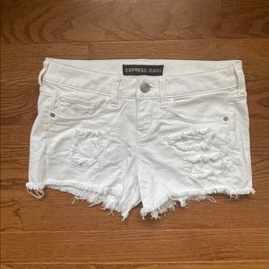 Distressed White Jean Shorts - Size 2